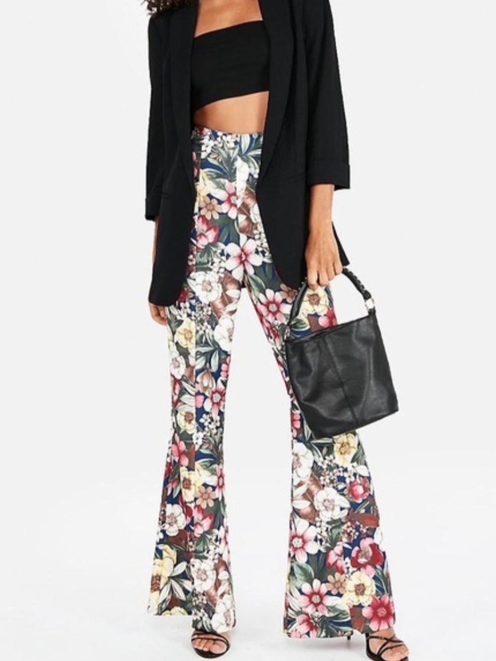 NWT Express Floral High-Waist Flare Pants